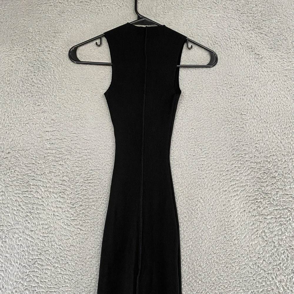 Naked Wardrobe Tank Dress Womens XS Black Ribbed Bodycon Midi USA Minimalist - Picture 10 of 12